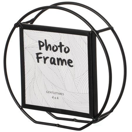 FABULAXE Modern Circle Shape Black Metal Decor Photo Frame for Tabletop Display, 4 x 6 QI004499.BK.S